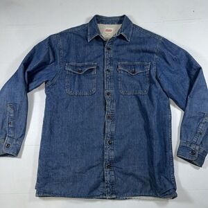 Levi's Denim Jacket Mens Medium Sherpa Lined Western Shacket Chore Coat
